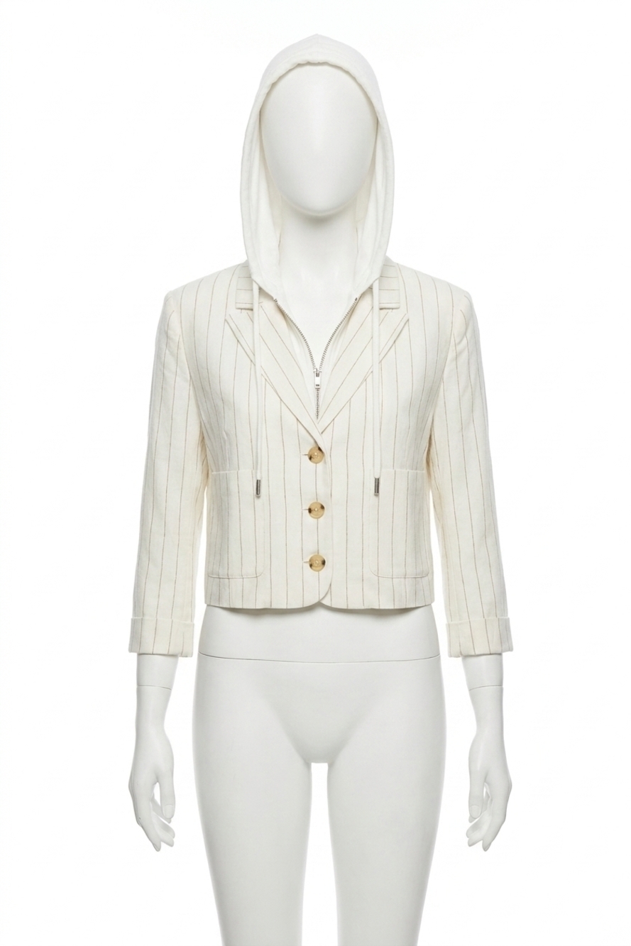 NEW CENTRAL PARK WEST serena cropped sleeve dickey jacket in ivory